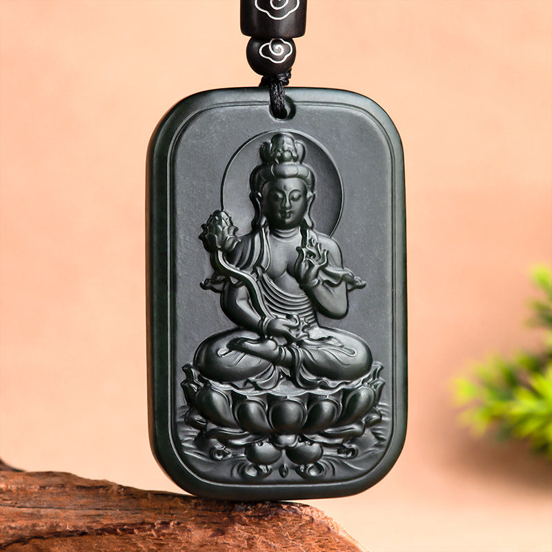 Natural old material Hotan Jade, black jade, great momentum to Bodhisattva, Chinese zodiac, Ma Shoushen pendant, Buddha statue, male and female pendant Hetian jade