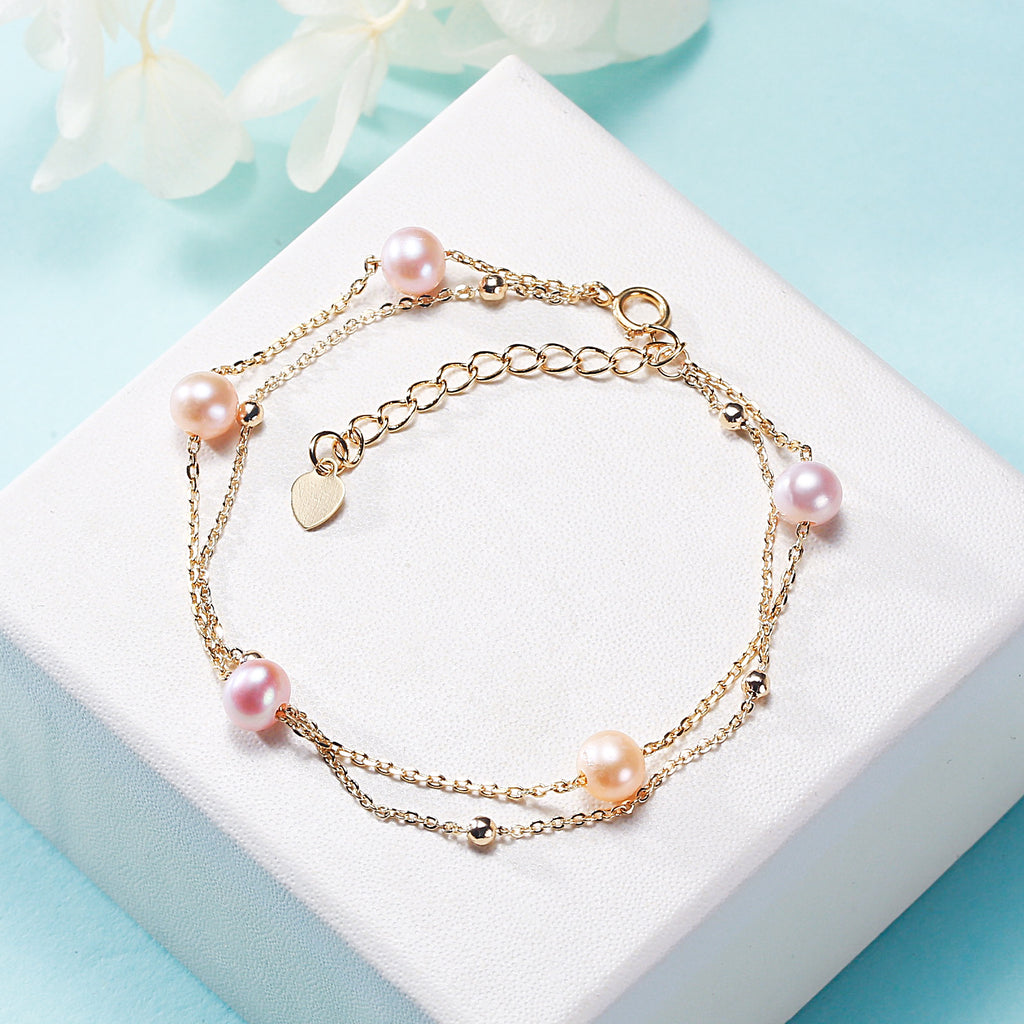 Origin Supply Zhuji Freshwater Pearl Multi-Layer Twin Pearl Bracelet for Women Fashion Jewelry Wholesale One Piece Dropshipping pearl bracelet