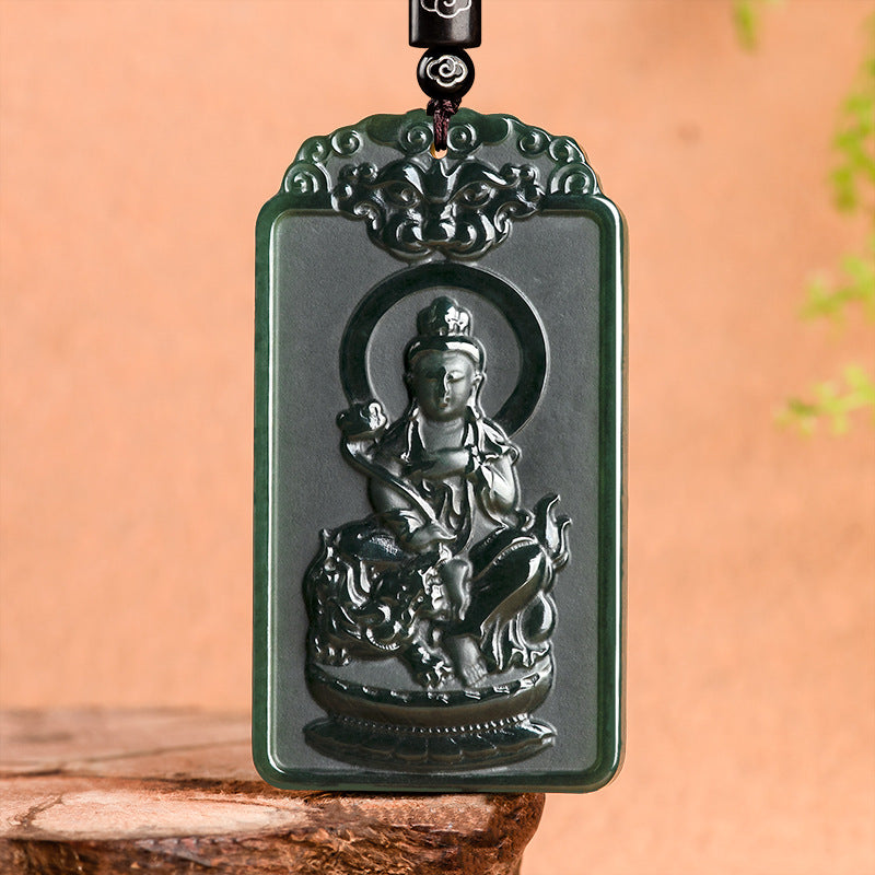 Natural old material Hotan Jade, black jade, eight patron gods, Chinese zodiac, Buddha pendant, male and female pendant, jade token Hetian jade