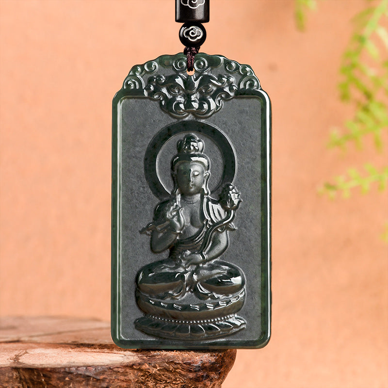 Natural old material Hotan Jade, black jade, eight patron gods, Chinese zodiac, Buddha pendant, male and female pendant, jade token Hetian jade