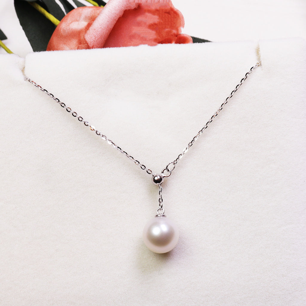 Factory Direct Supply Zhuji Freshwater Pearl Necklace S925 Silver Y Word Chain Fashion Ball Pendant Clavicle Chain Wholesale Pearl Necklace