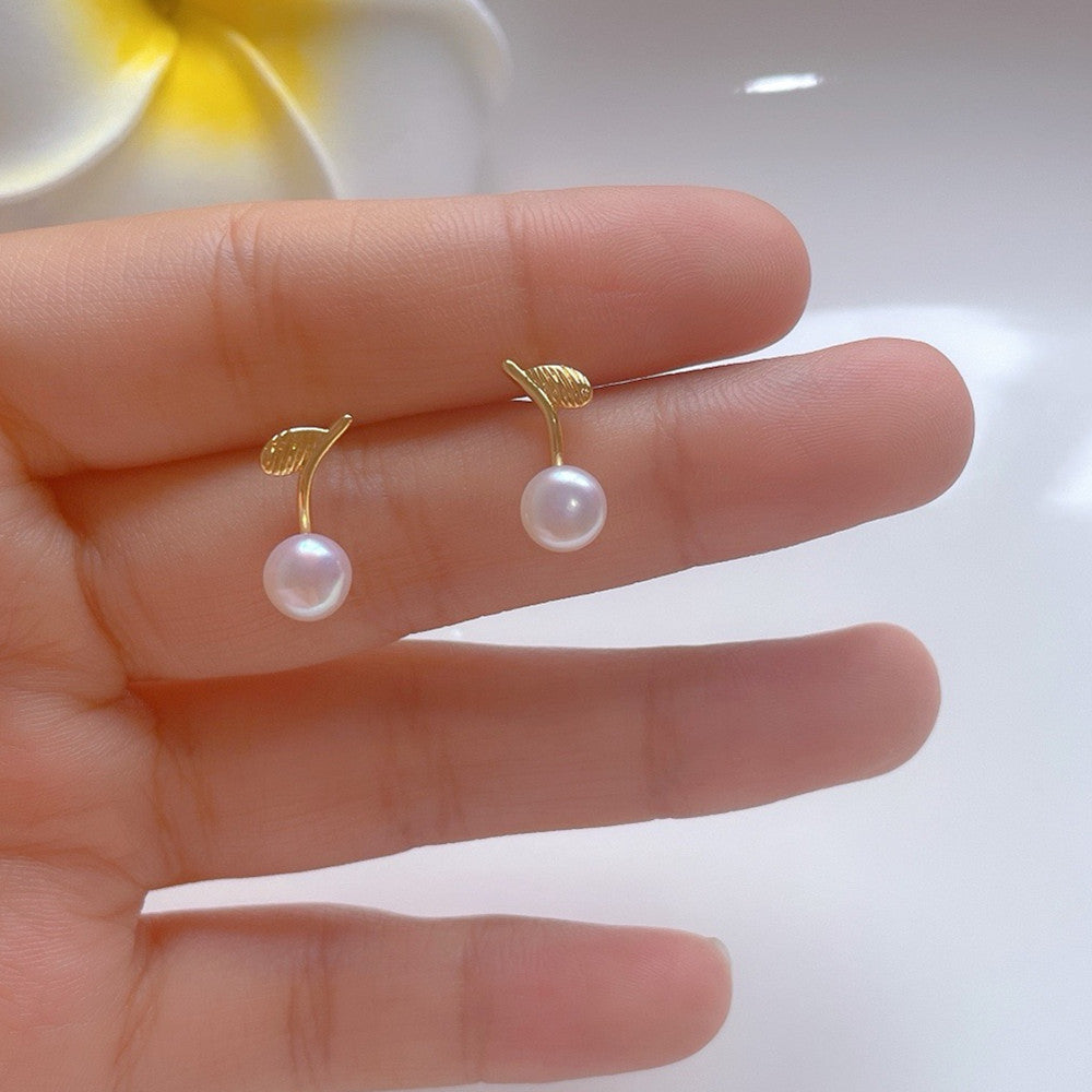 Freshwater One Leaf Pearl Stud Earrings for Women Ins Special Interest Earrings Commuter High Sense Ear Rings Wholesale One Piece Dropshipping Pearl earrings