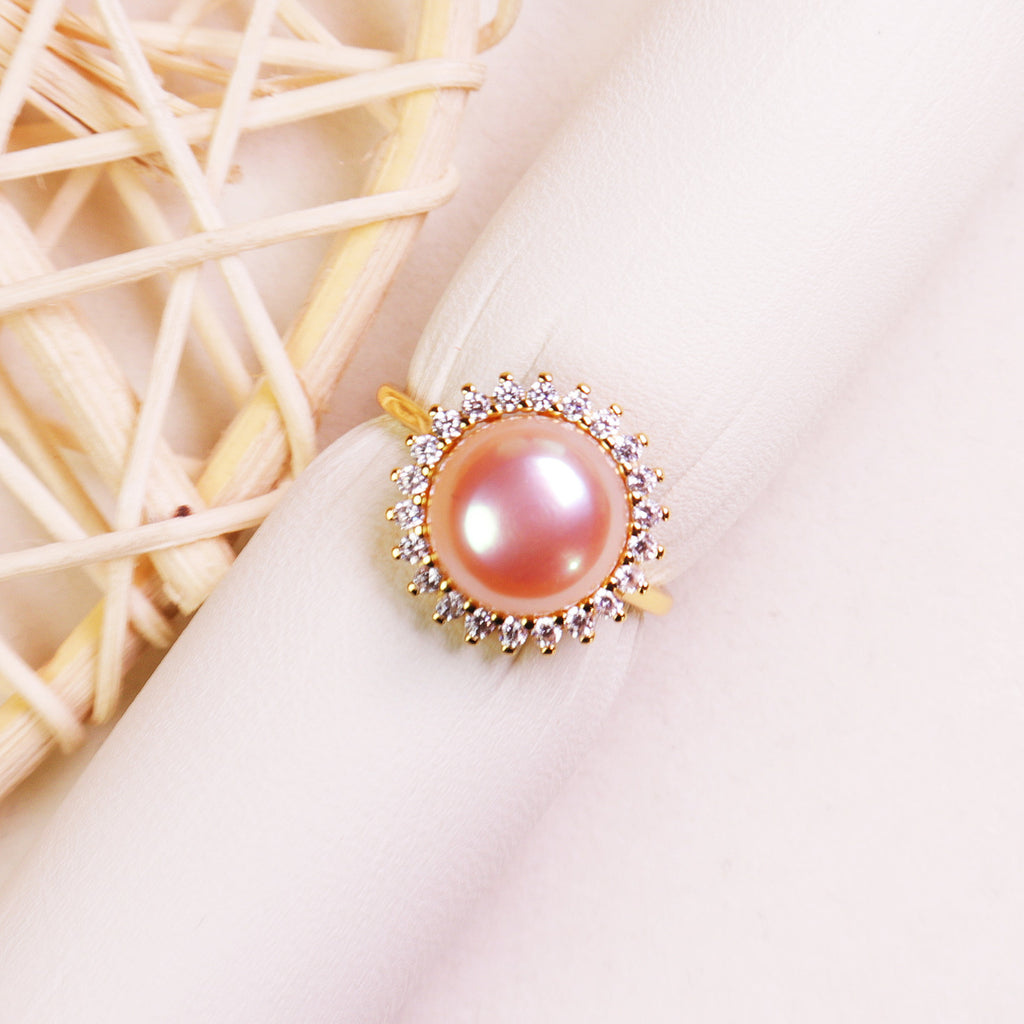 Factory Direct Supply Zhuji Freshwater Pearl Ring S925 Silver SUNFLOWER New Product Fashion Ornament Wholesale Female Delivery Pearl Rings