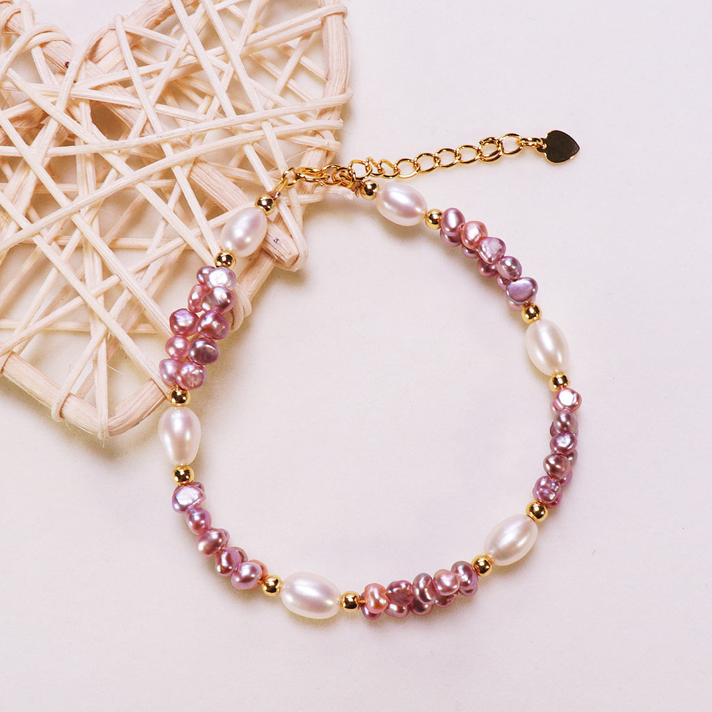 Factory Direct Supply Freshwater Pearl Bracelet New Woven Purple Baroque Style Fashion Pearl Bracelet Wholesale pearl bracelet