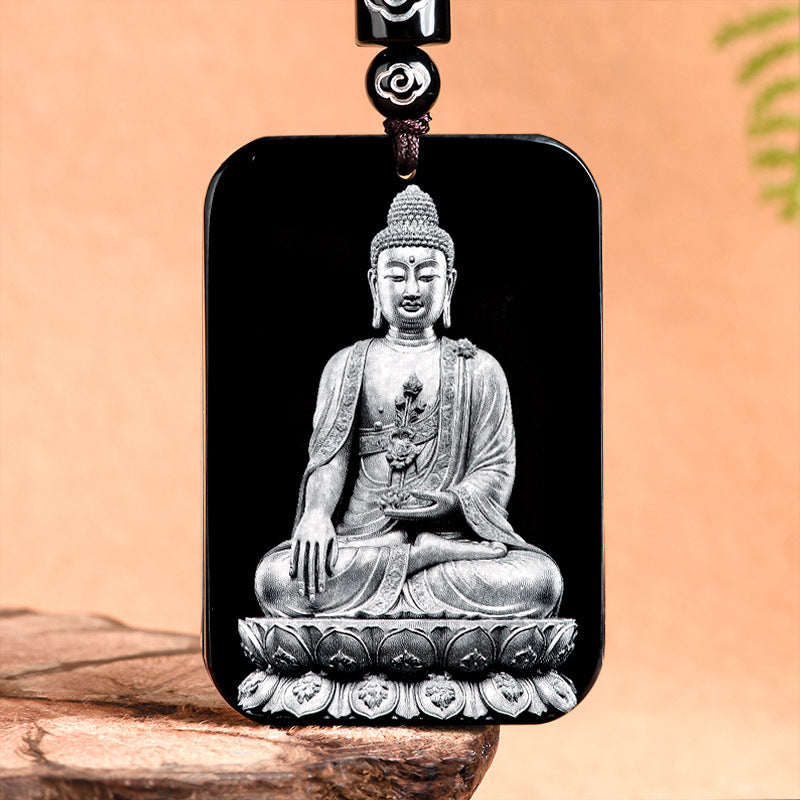 Natural old material Hotan Jade black jade shadow carving of eight patrons of the zodiac, life Buddha pendant, male and female pendant Hetian jade