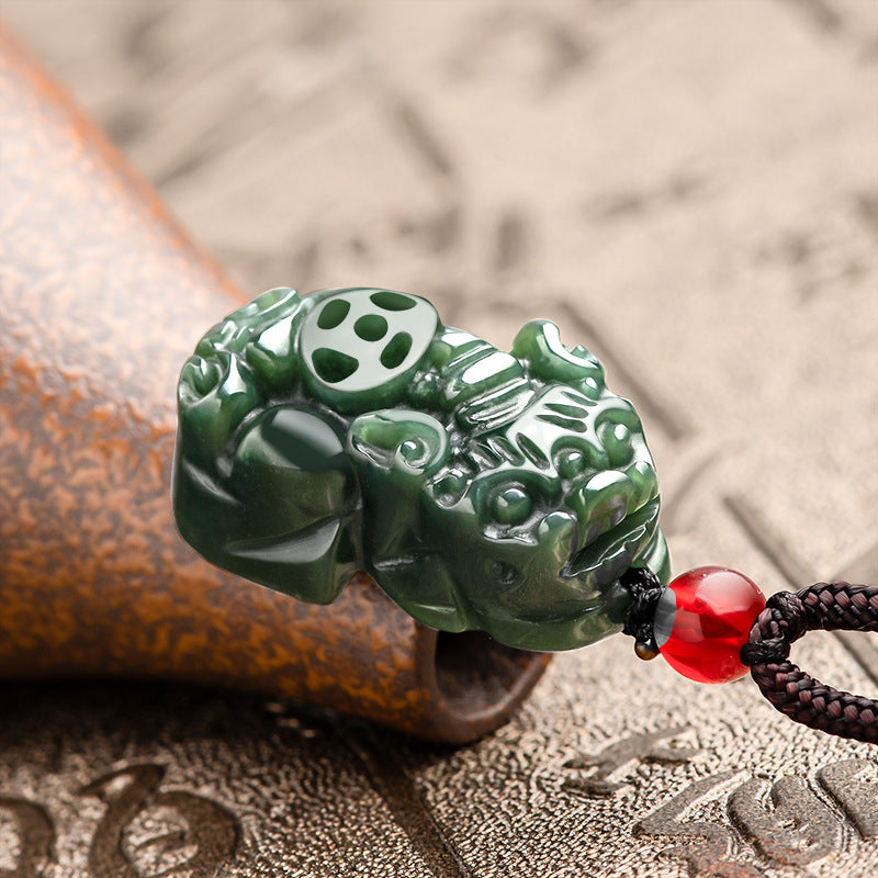 Natural old material Hetian jade green jade small pixiu pendant authentic jade pendant men's necklace women's jade wholesale Hetian jade