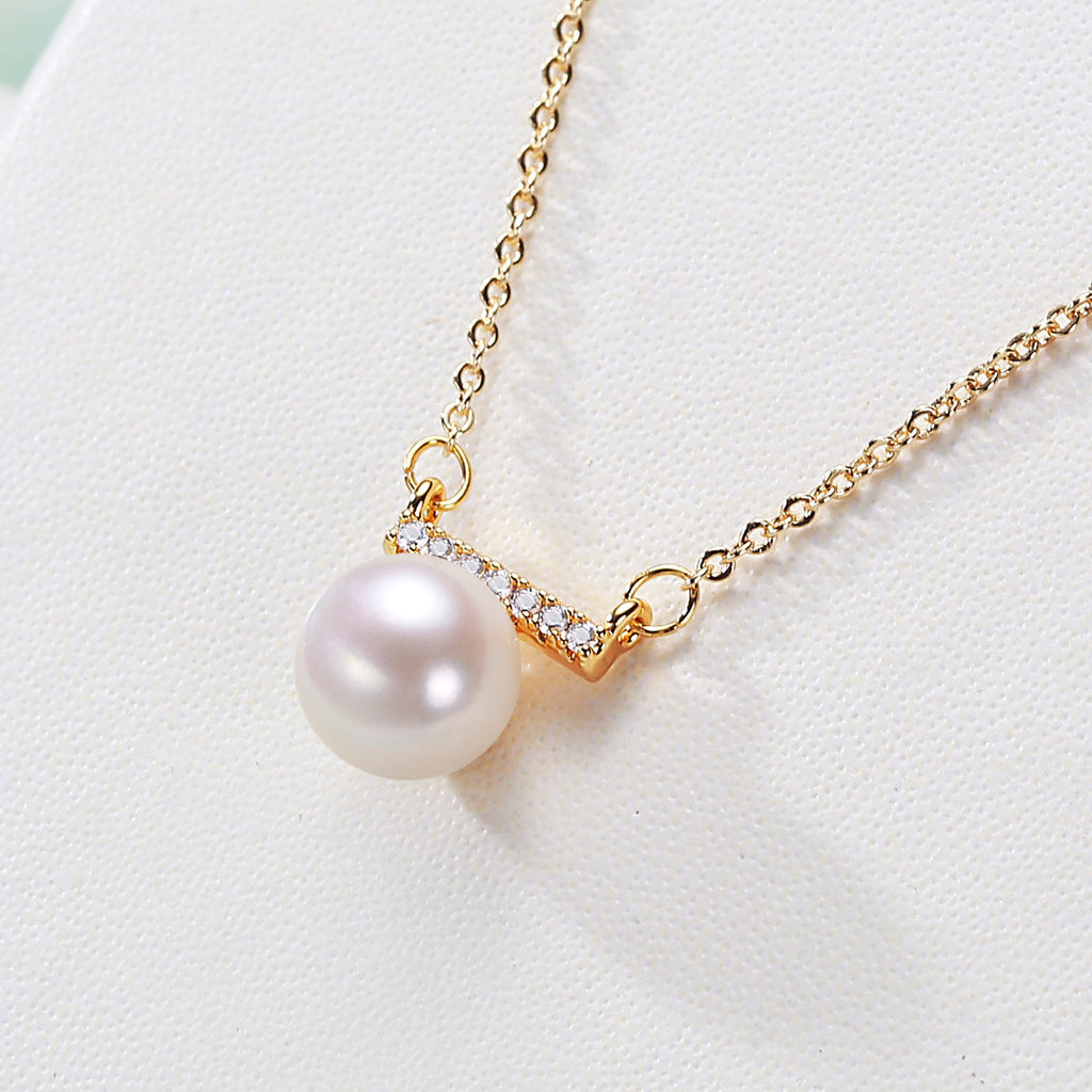 Factory Direct Supply Freshwater Pearl Balance Beam Necklace Girly and Fashion Dignified Pendant Clavicle Chain Wholesale Pearl Necklace