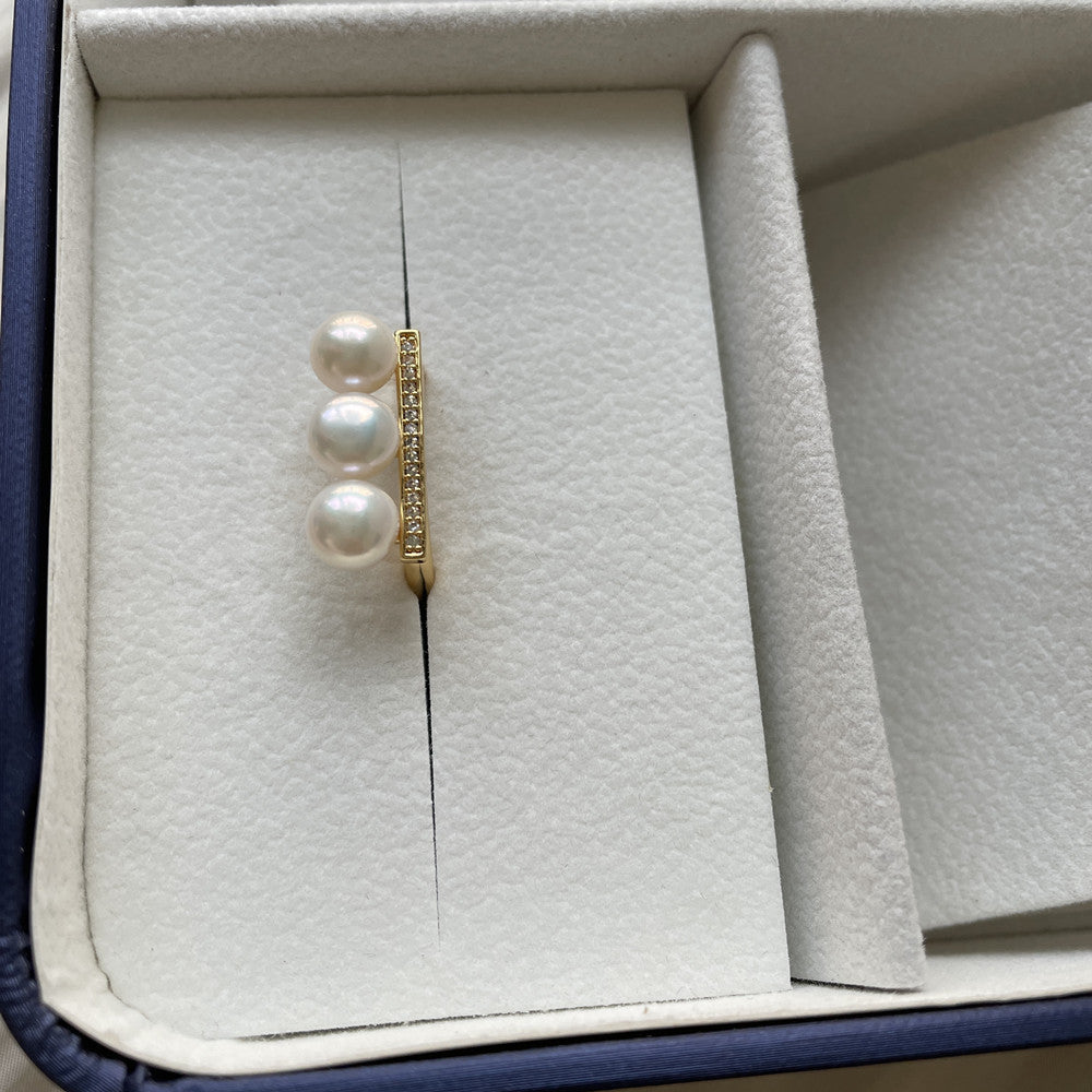 Factory Direct Supply Fresh Water Balance Beam Pearl Suit Necklace Stud Earrings Sterling Silver Needle Jewelry Wholesale Pearl Necklace