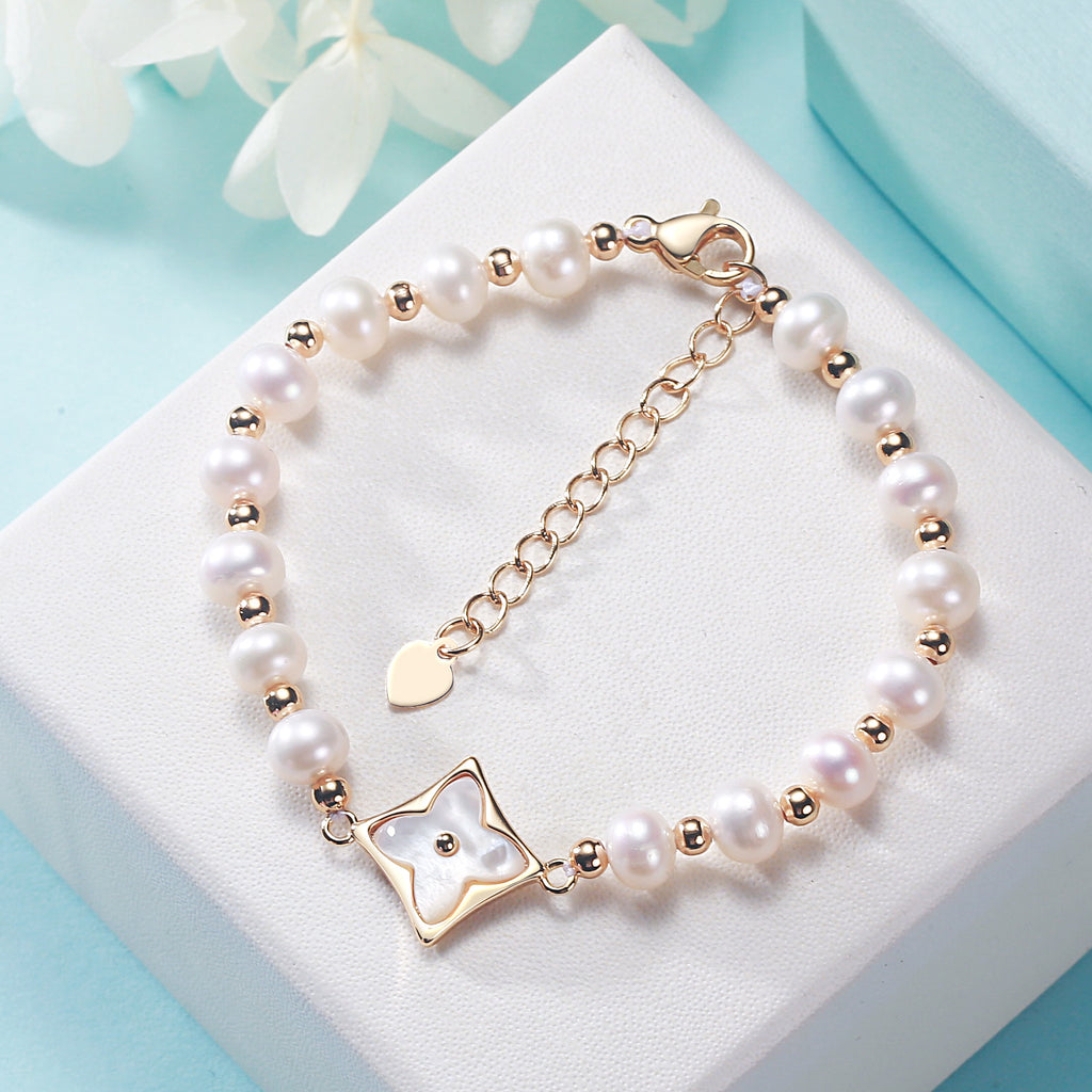 Factory Direct Supply Freshwater Pearl Sea Mother Shell Bracelet Female Simple Niche Design Ornament Jewelry Wholesale pearl bracelet