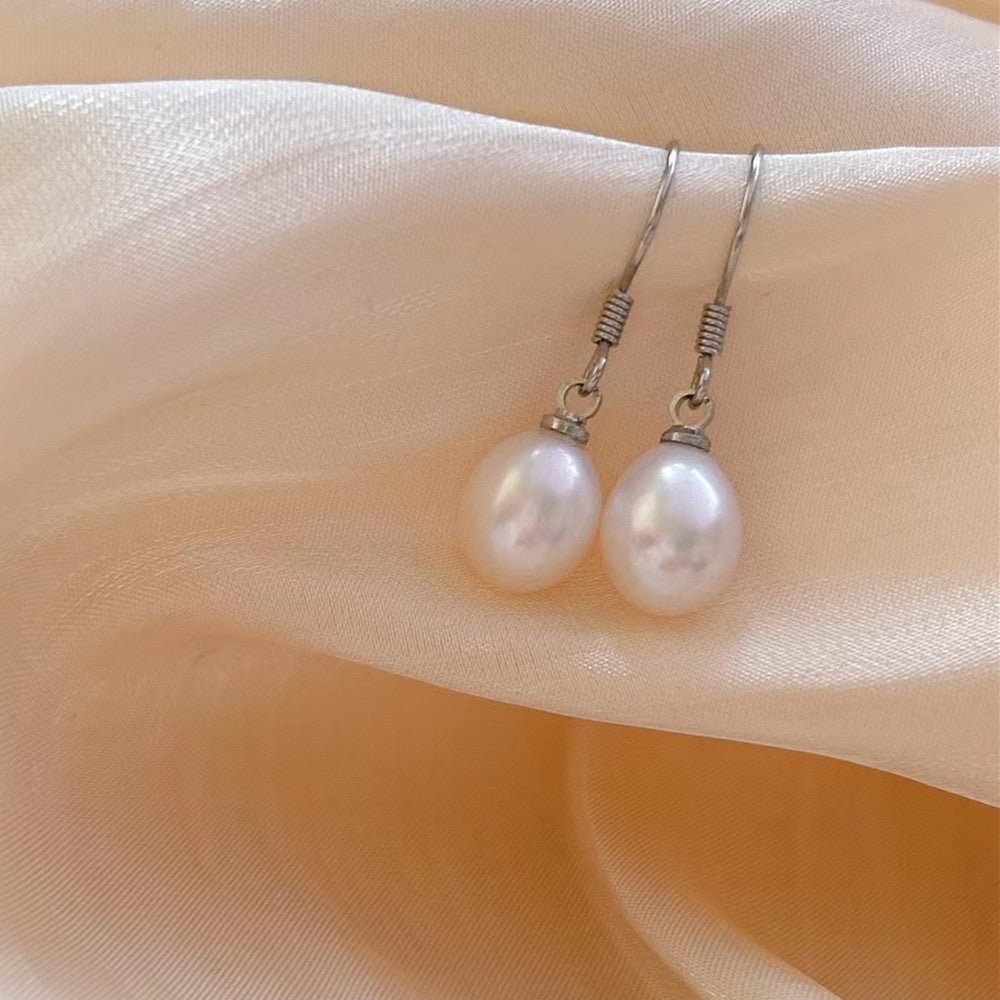 SOURCE Manufacturer S925 Silver Ear Hook Women's Fashion Temperament Fresh Water Pearl Earrings Simple Elegant Earrings Wholesale Delivery Pearl earrings