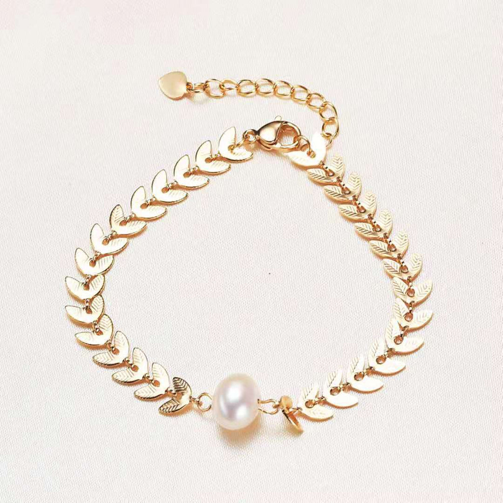 Factory Direct Supply Copper Plated Real Gold Adjustable Wheat Temperamental Bracelet Fashion Ins Design Fresh Water Pearl Bracelet pearl bracelet