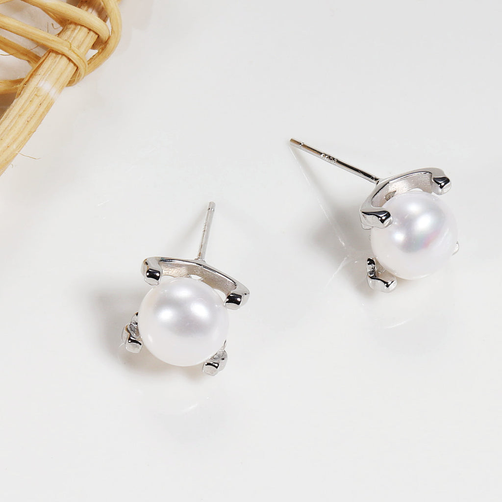 Sterling Silver Earrings Collection Zhuji Fresh Water Pearl Earrings Women's Commuter Style High Quality Ear Studs Pearl earrings