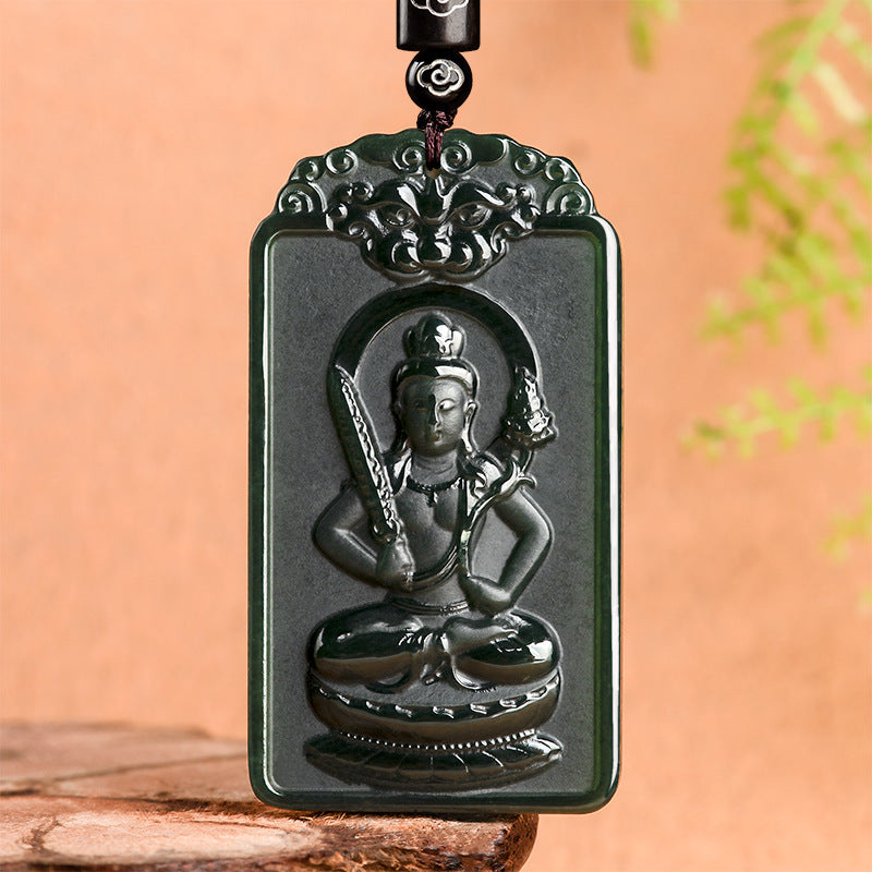 Natural old material Hotan Jade, black jade, eight patron gods, Chinese zodiac, Buddha pendant, male and female pendant, jade token Hetian jade