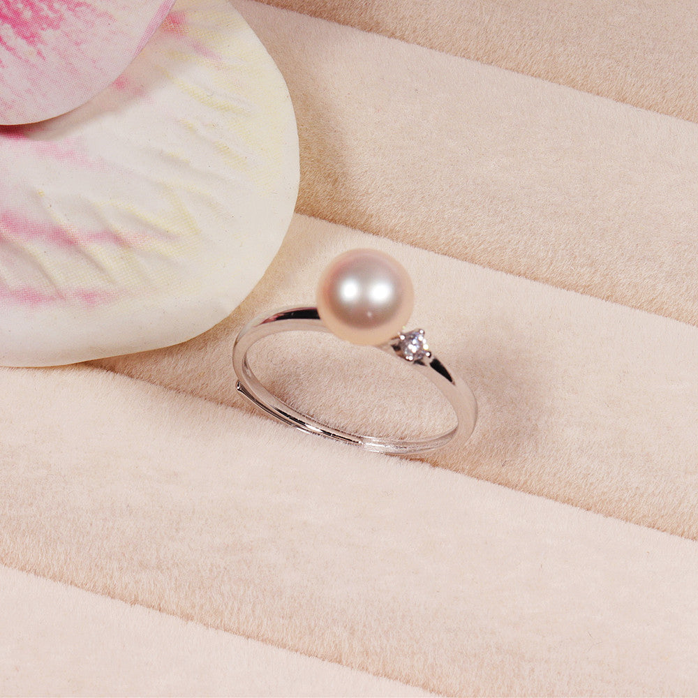 Factory Direct Supply S925 Silver Pearl Ring Female Ins Fashion Special Interest Light Luxury Index Finger Ring Fashion Personality Ring Pearl Rings