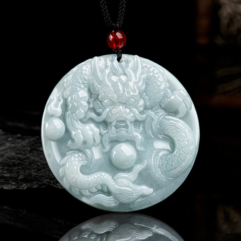 Natural Myanmar jade Dragon Brand Zodiac Dragon Pendant Waxy Jade Pendant Men's and Women's Four-Party Jade Wholesale