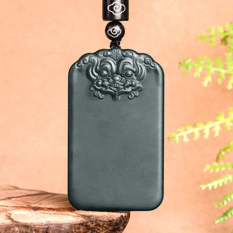 Natural old material Hetian jade ink jade beast head nothing to do brand jade pendant jade pendant male and female pendant jade brand wholesale Hetian jade