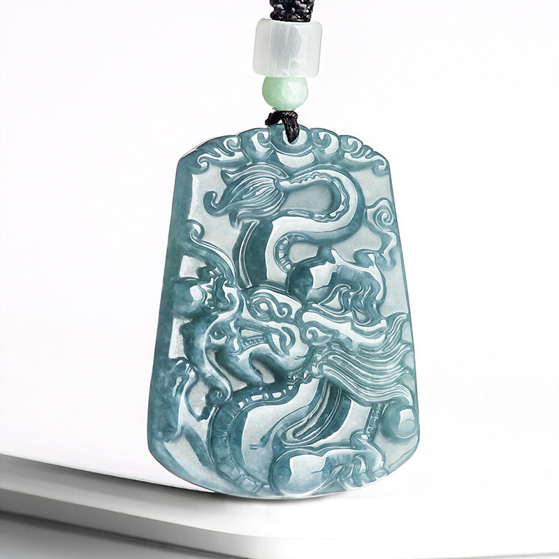 Natural a Cargo Jade Blue Water Business Is Booming Lucky Dragon Brand Zodiac Dragon Pendant Ice Jade Stone Men and Women Wholesale