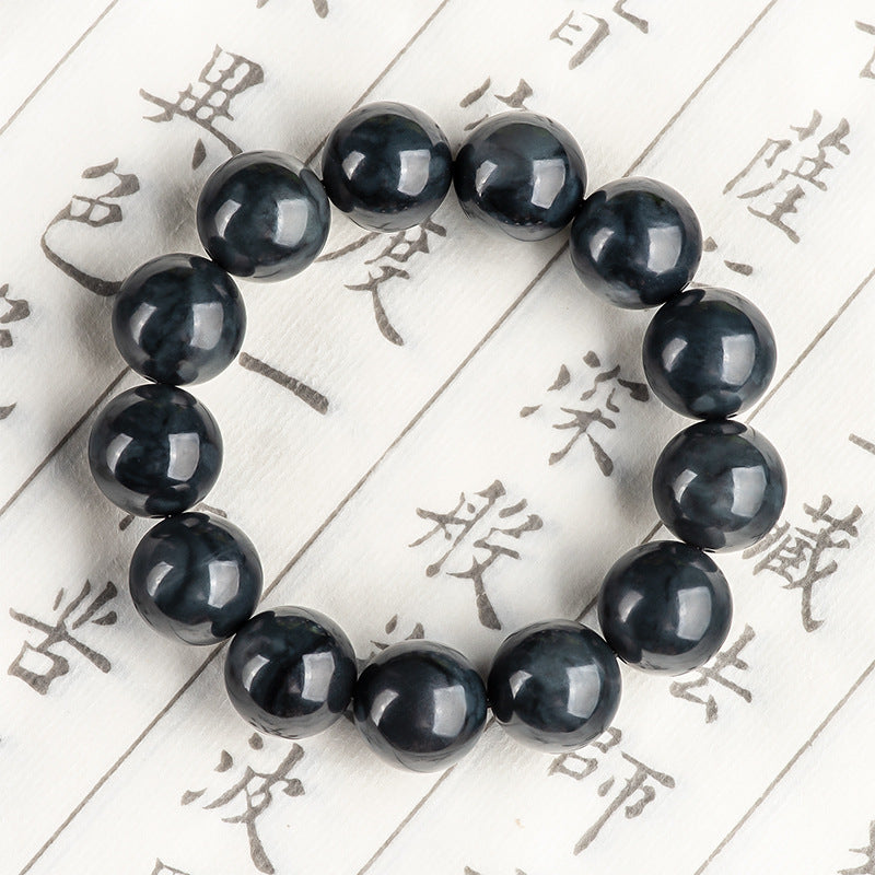 Authentic natural Hotan Jade black jade beads jade hand string beads bracelet fashion high-end men and women's jewelry wholesale Hetian jade