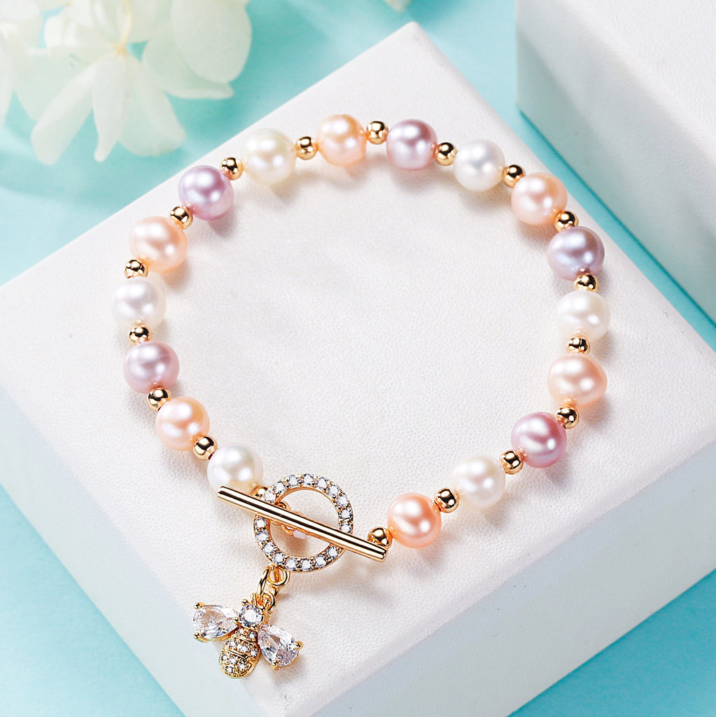 Origin Supply Zhuji Freshwater Pearl Bee Animal Bracelet Women's Bracelet Mother's Day Gift One Piece Dropshipping pearl bracelet