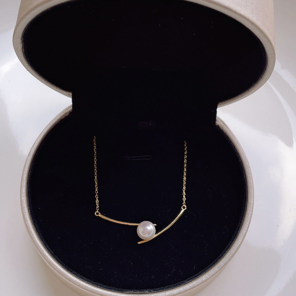 Origin Supply Pearl Necklace S925 Silver Chopsticks Pendant Necklace Female Niche Temperament Clavicle Chain Wholesale Delivery Pearl Necklace