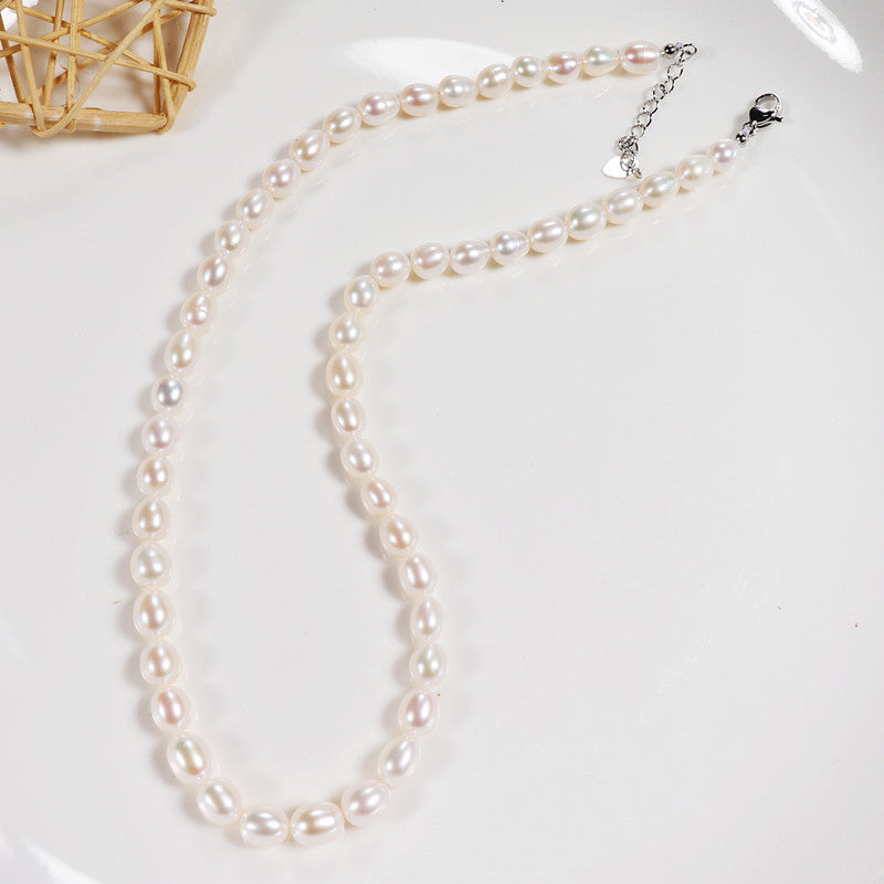 Freshwater Pearl Baroque Buckle with Necklace Versatile Simple Female Accessories Downstream Supply Pearl Necklace